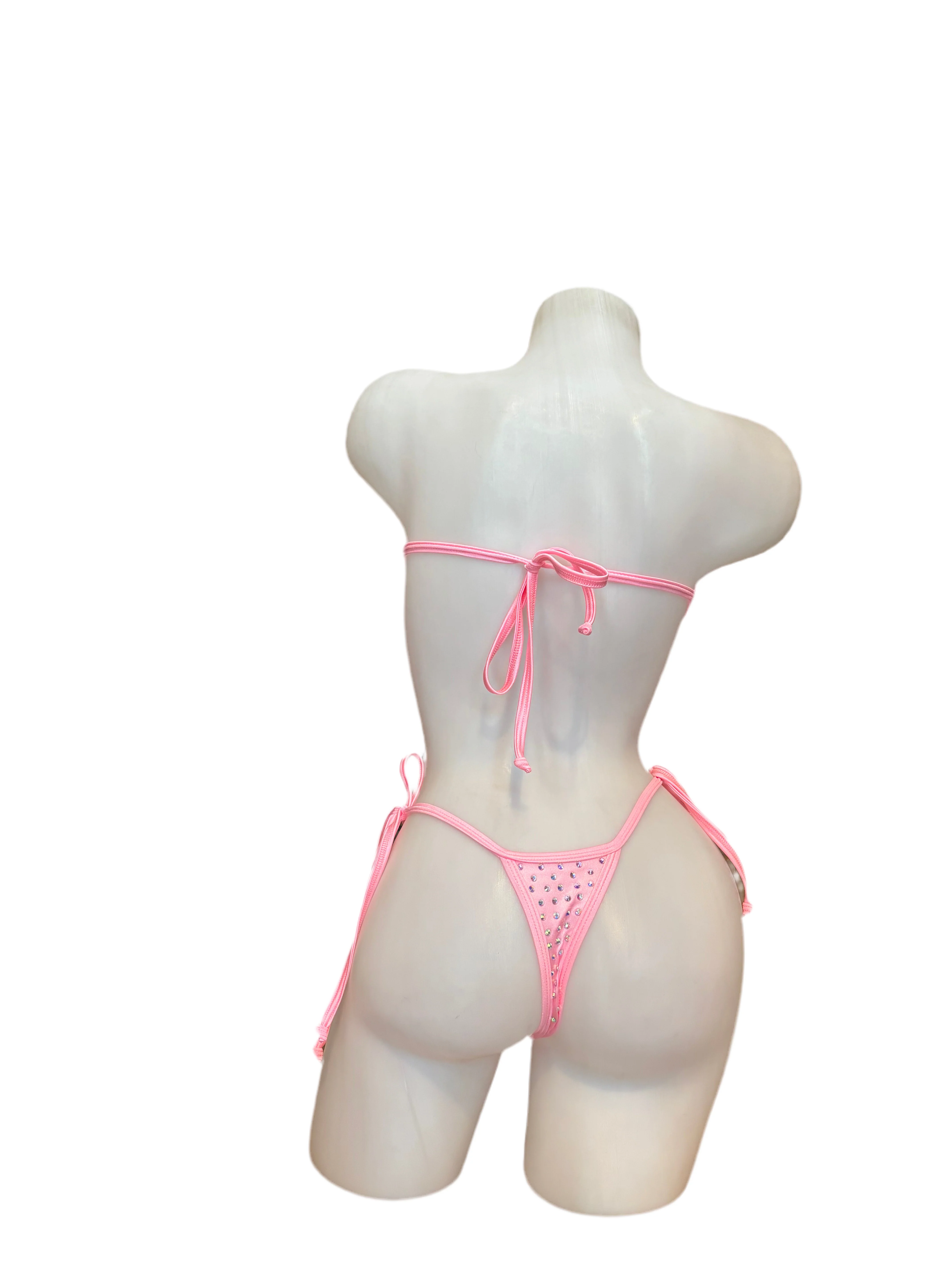 Rhinestone Tie Bandeau Baby Pink - Image 2