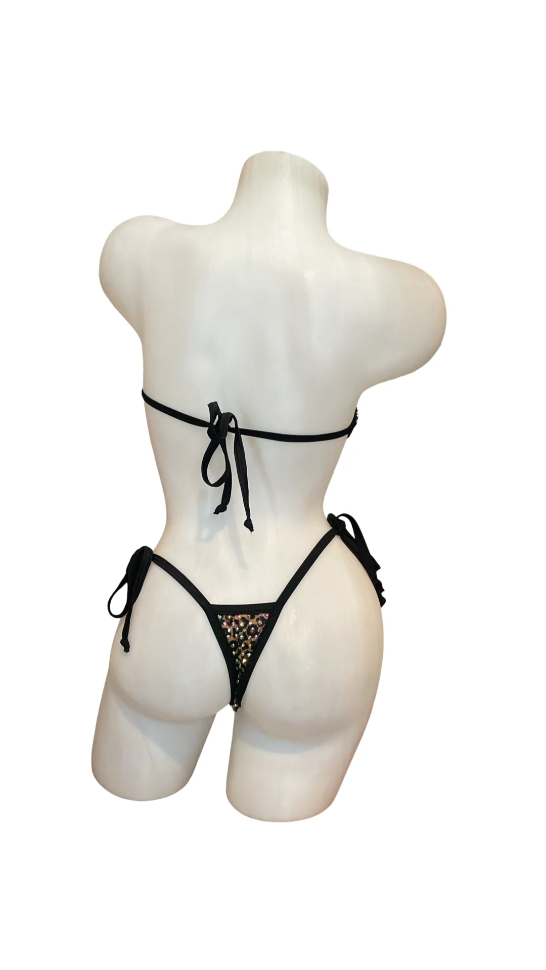 Rhinestone Tie Bandeau Bikini Cheetah - Image 2