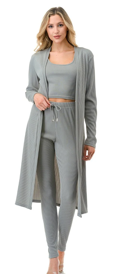 Ribbed 3 Pc Set Grey