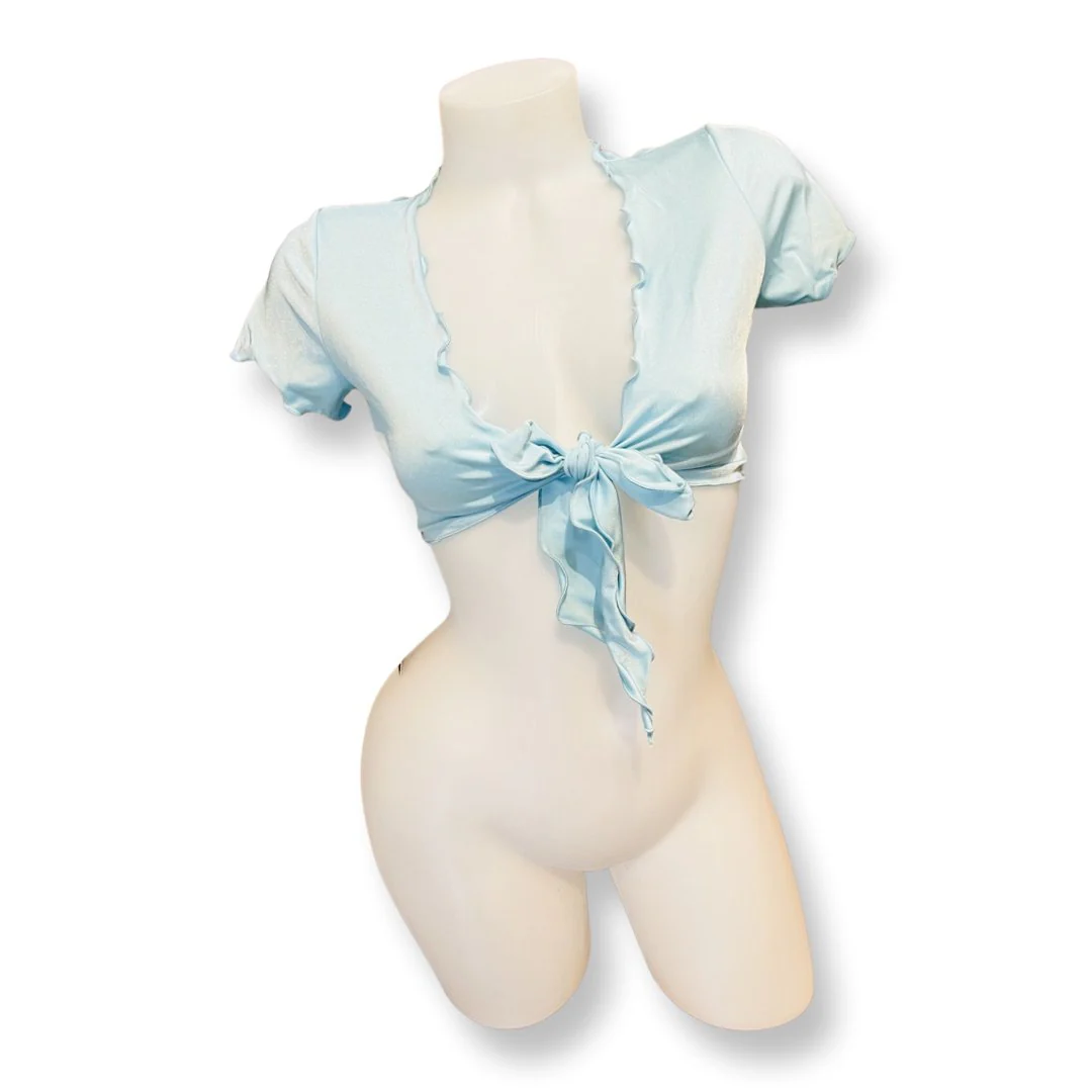 Ruffle School Girl Top Baby Blue