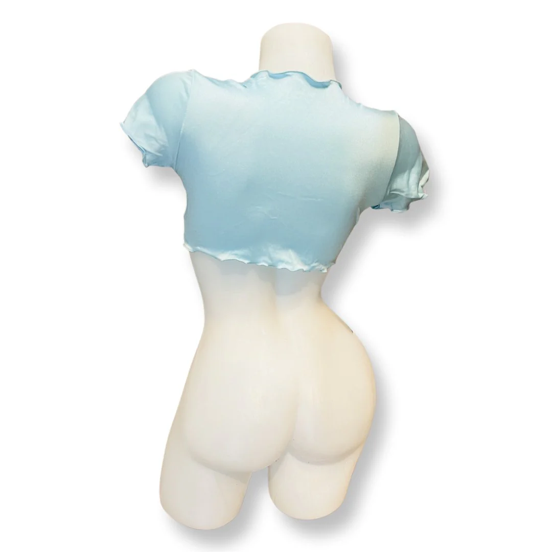 Ruffle School Girl Top Baby Blue - Image 2