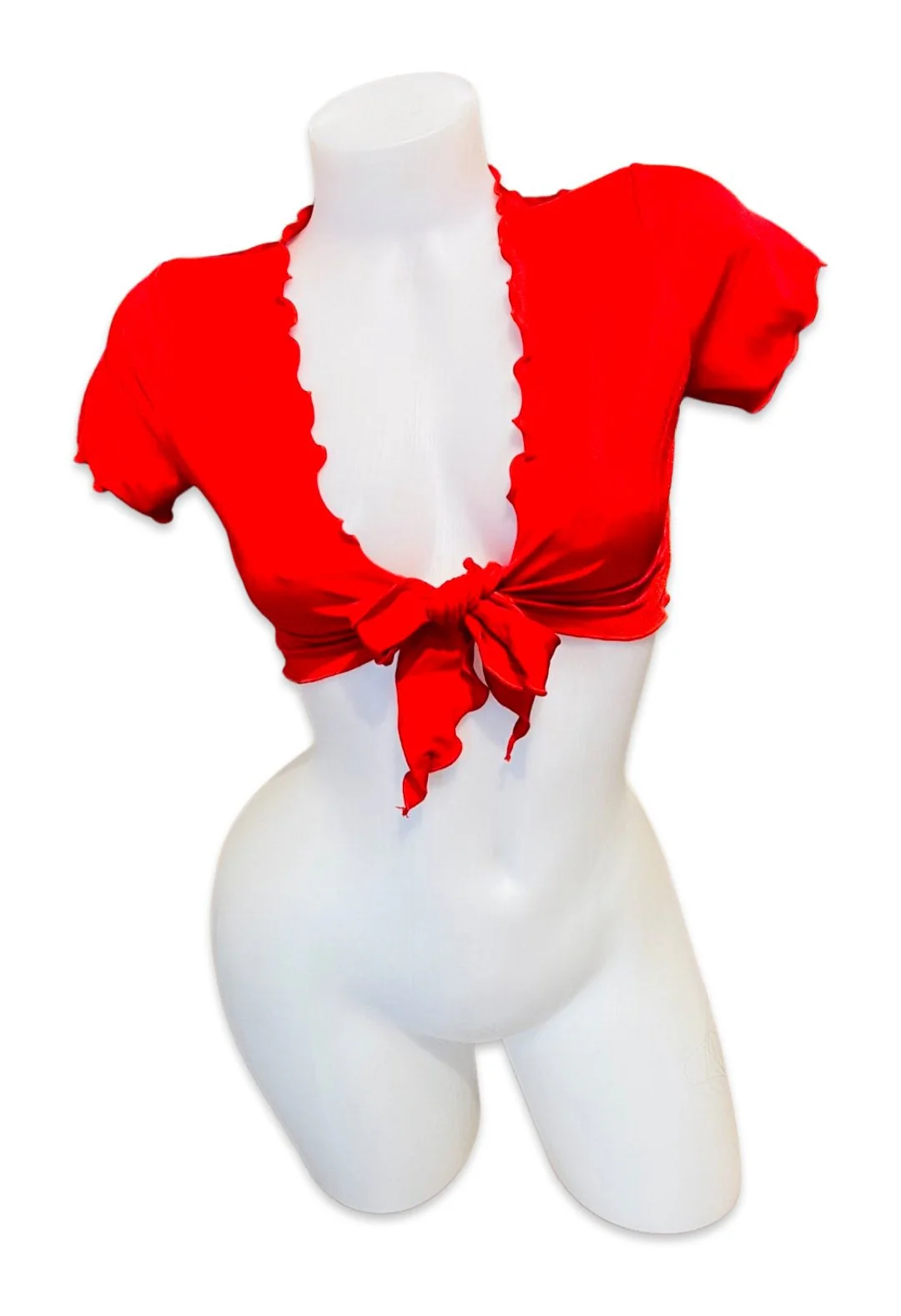 Ruffle School Girl Top Red