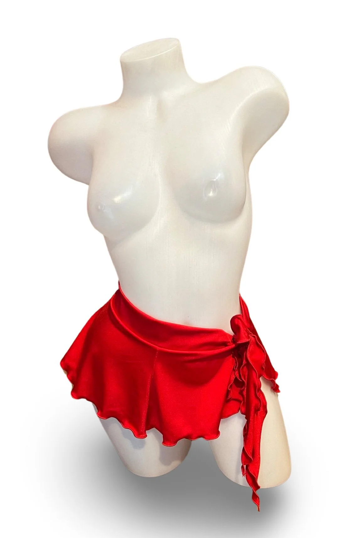 Ruffle Side Tie Skirt Red