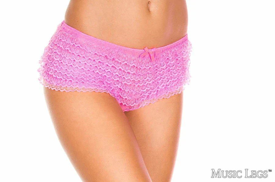 Ruffle Tanga Shorts Neon PInk