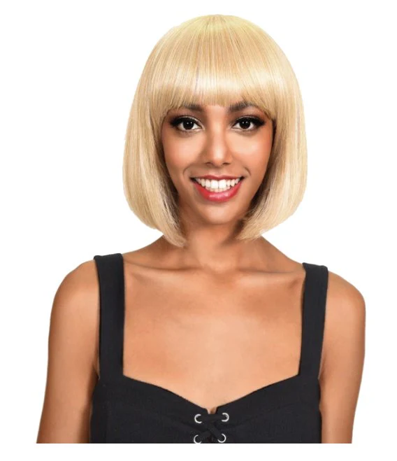 Short Bob Wig with Bangs - Medium Dark Brown