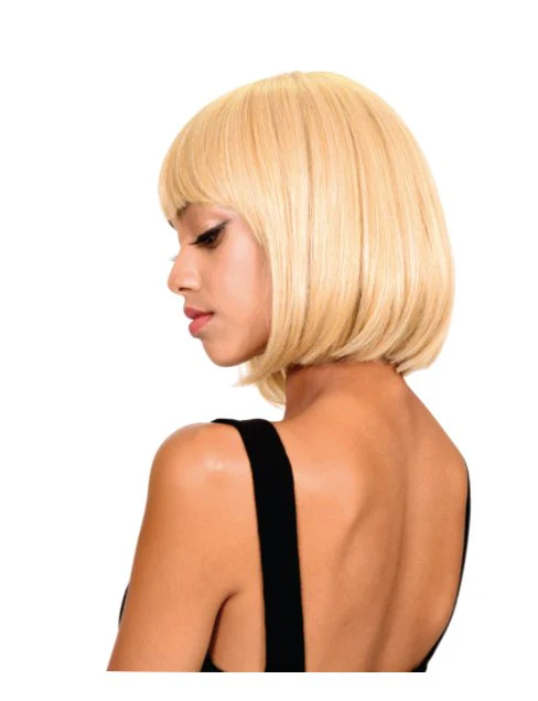 Short Bob Wig with Bangs - Medium Dark Brown - Image 2