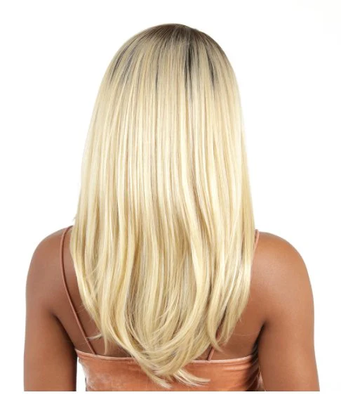 Shoulder Length Straight Wig with Lace Front - Off Black/Copper Blonde - Image 2