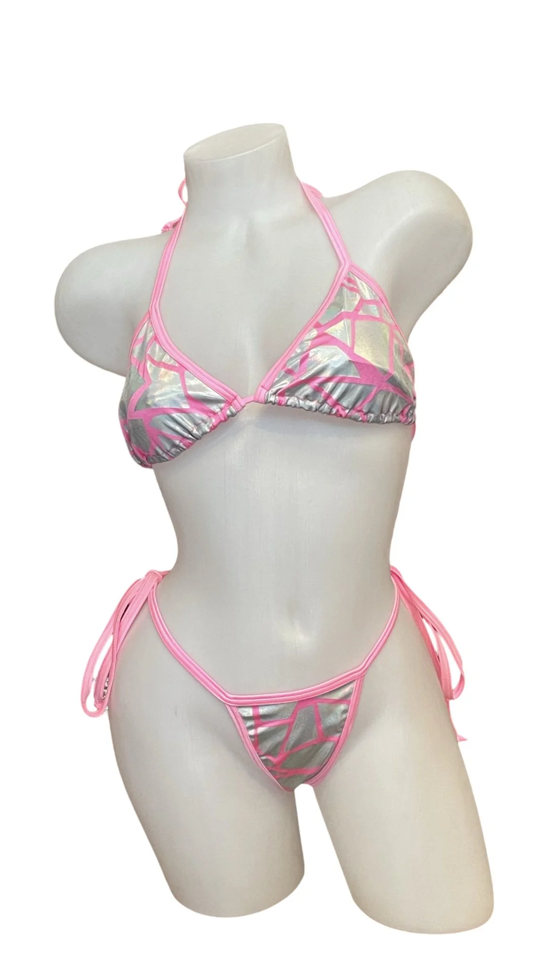 Silver Mosaic Bikini - Baby Pink