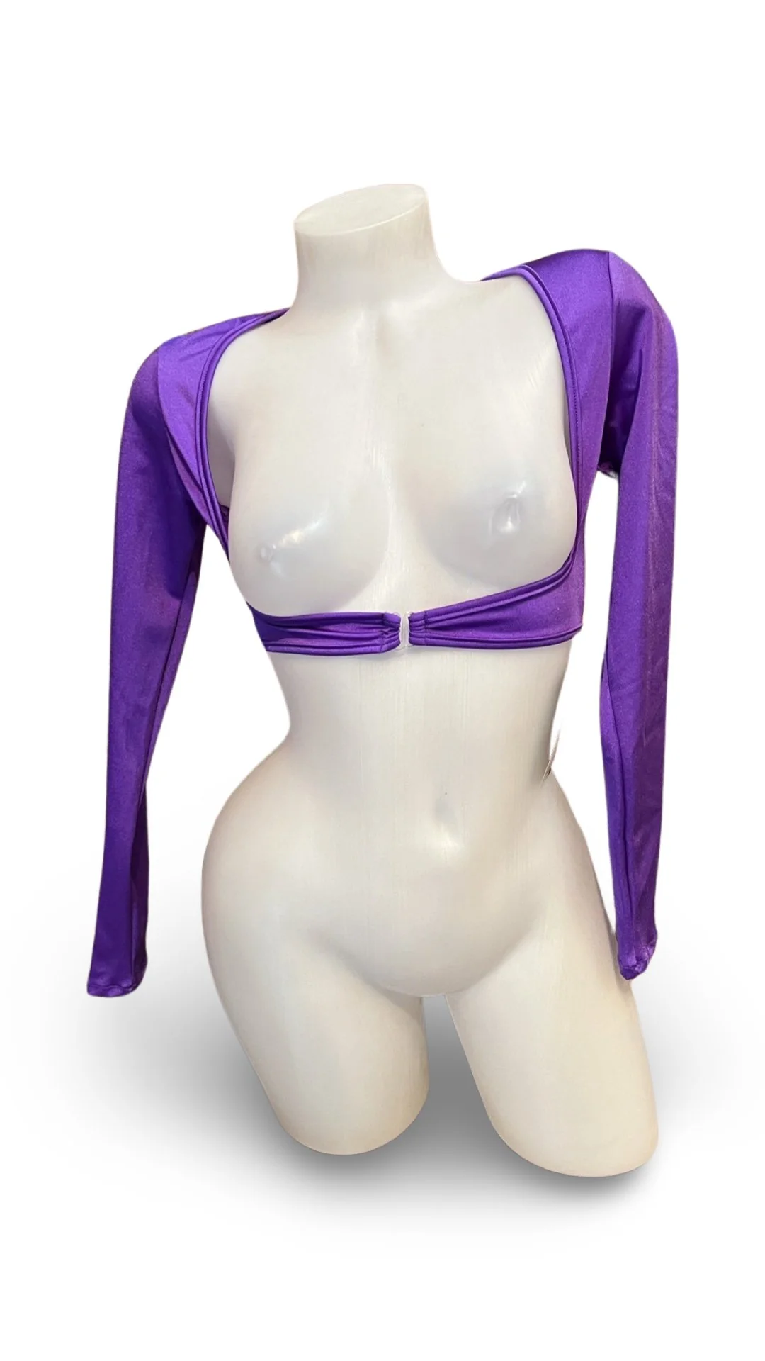 Sleeved Clip Crop Top Purple