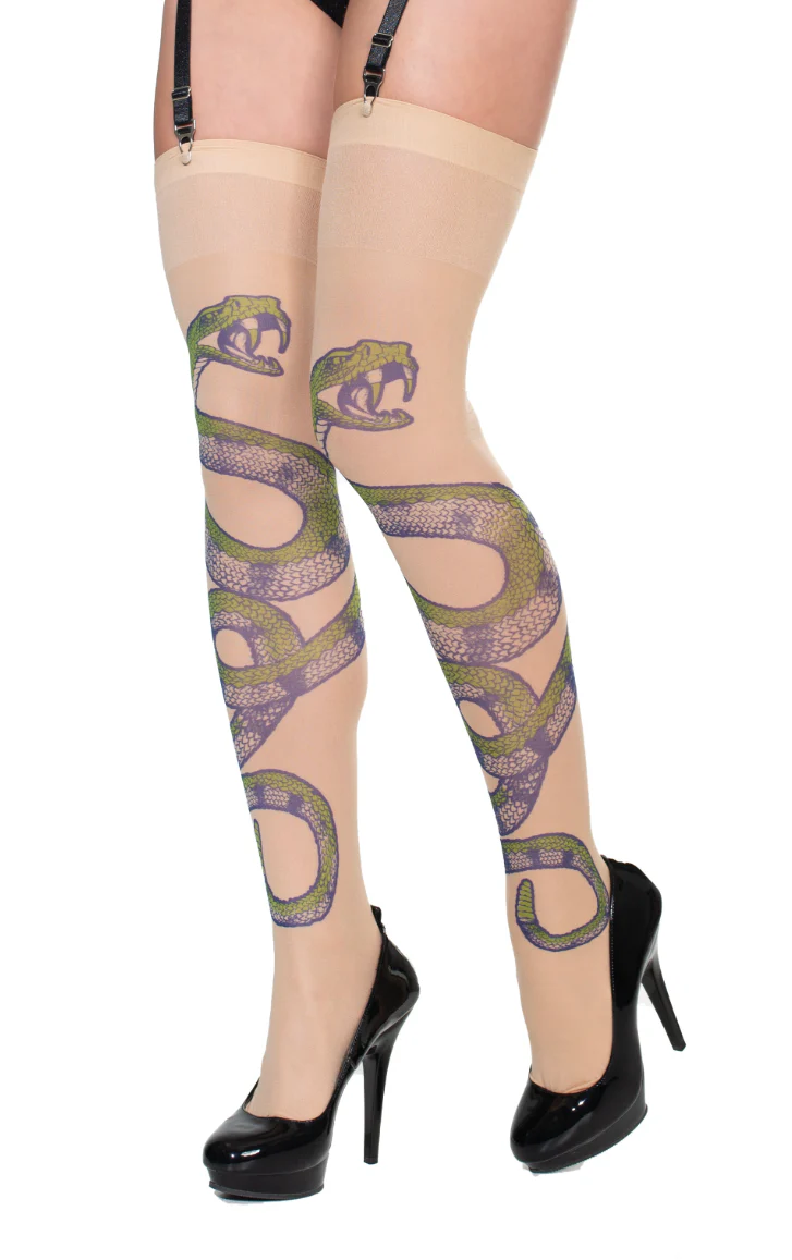 Snake Thigh High Stockings