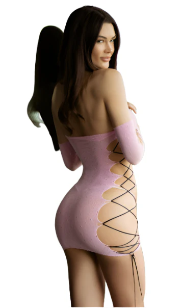 Starry Rhinestone Dress and Gloves Pink - Image 2