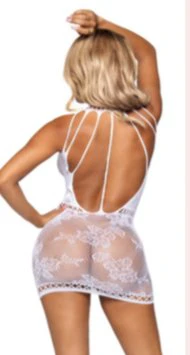 Strappy Lace Mini Dress White - Image 2
