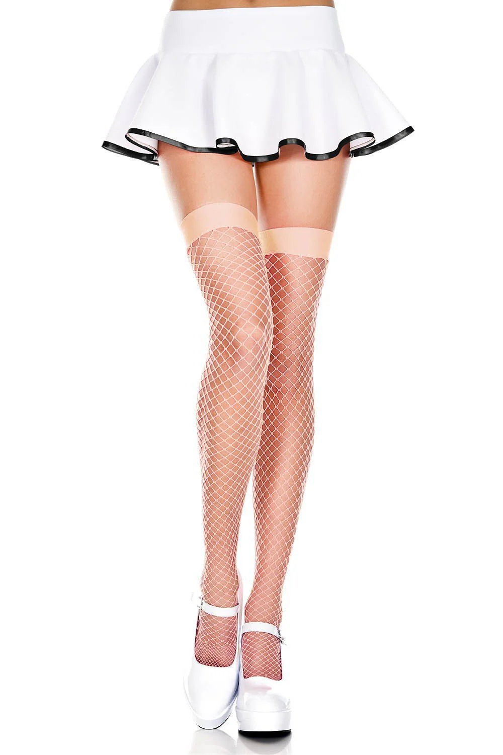 Stretch Fishnet Thigh Highs Nude