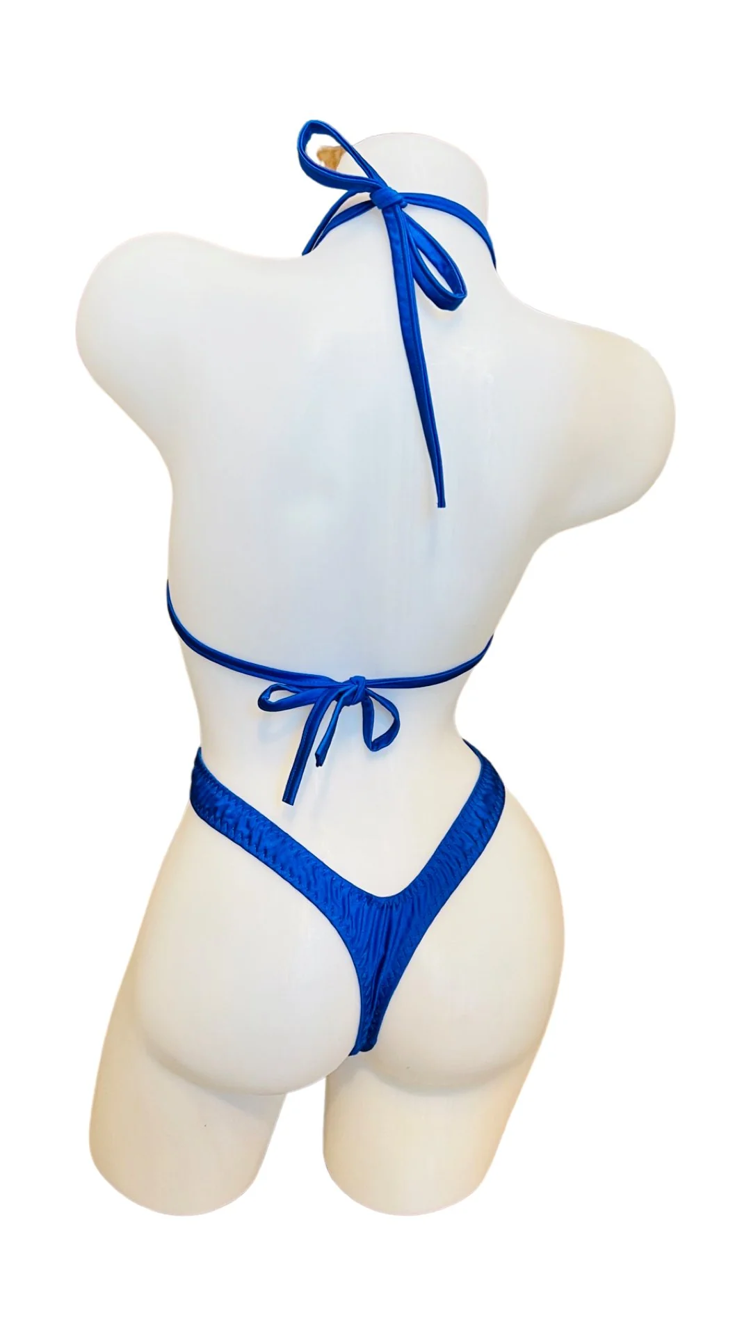 Suspender Front Tie Top & Thong Royal Blue - Image 2