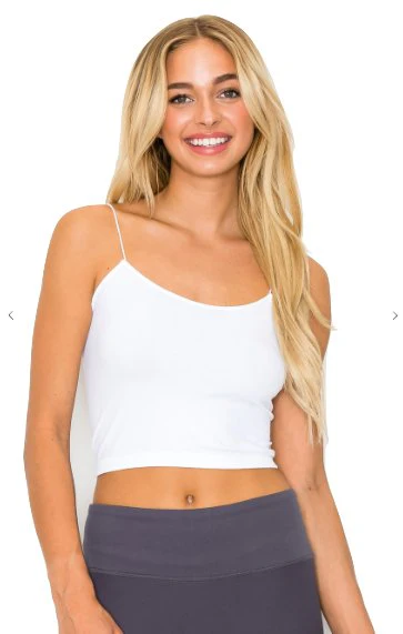 Thin Strap Crop Top White