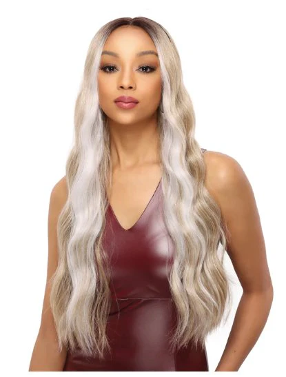 Transparent Lace Beach Wave Long Wig - Plum