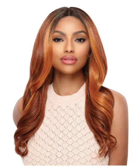 Transparent Lace Long Wavy Wig - Plum