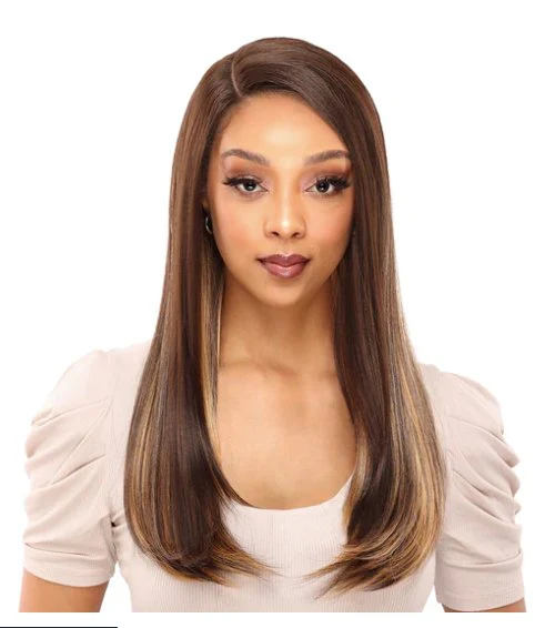 Transparent Lace Shoulder Length Straight Wig - Cacao
