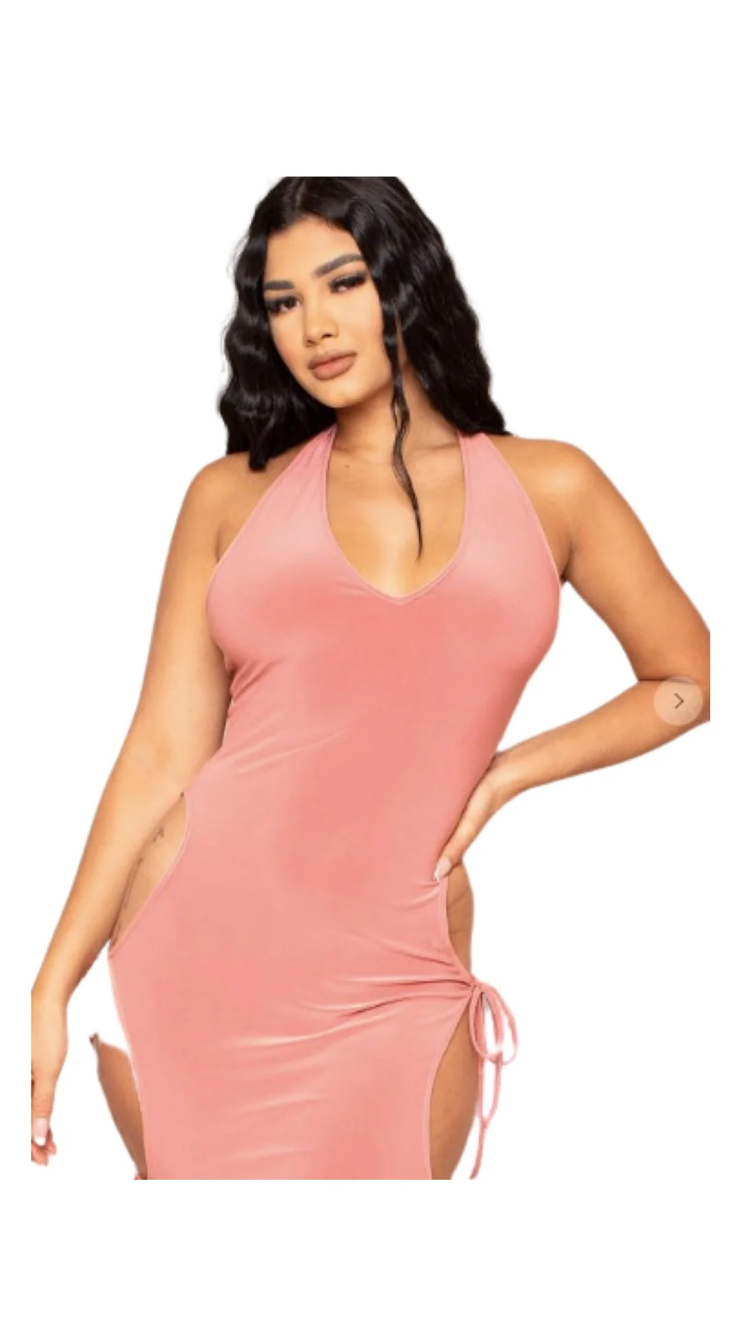 Twist Halter Cut Out Dress - Mauve