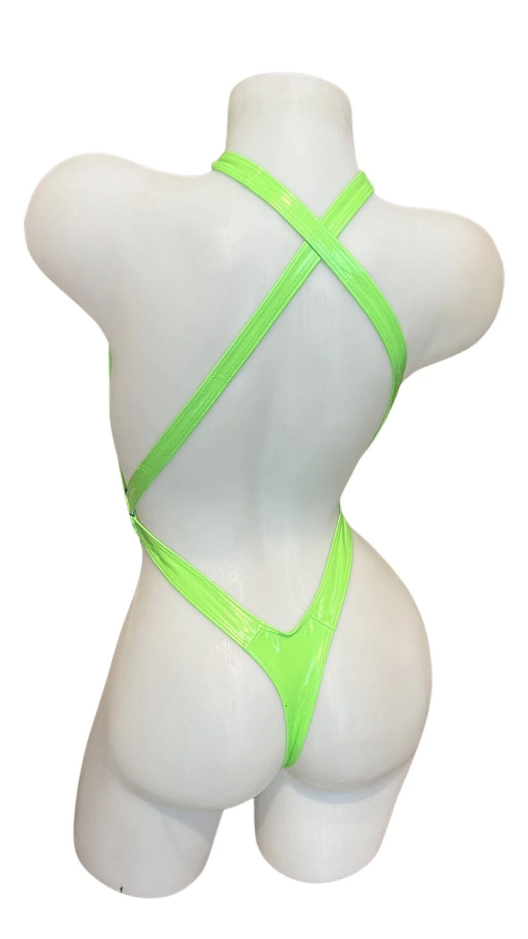 Vinyl Criss Cross Sling Shot - Neon Green - Image 2