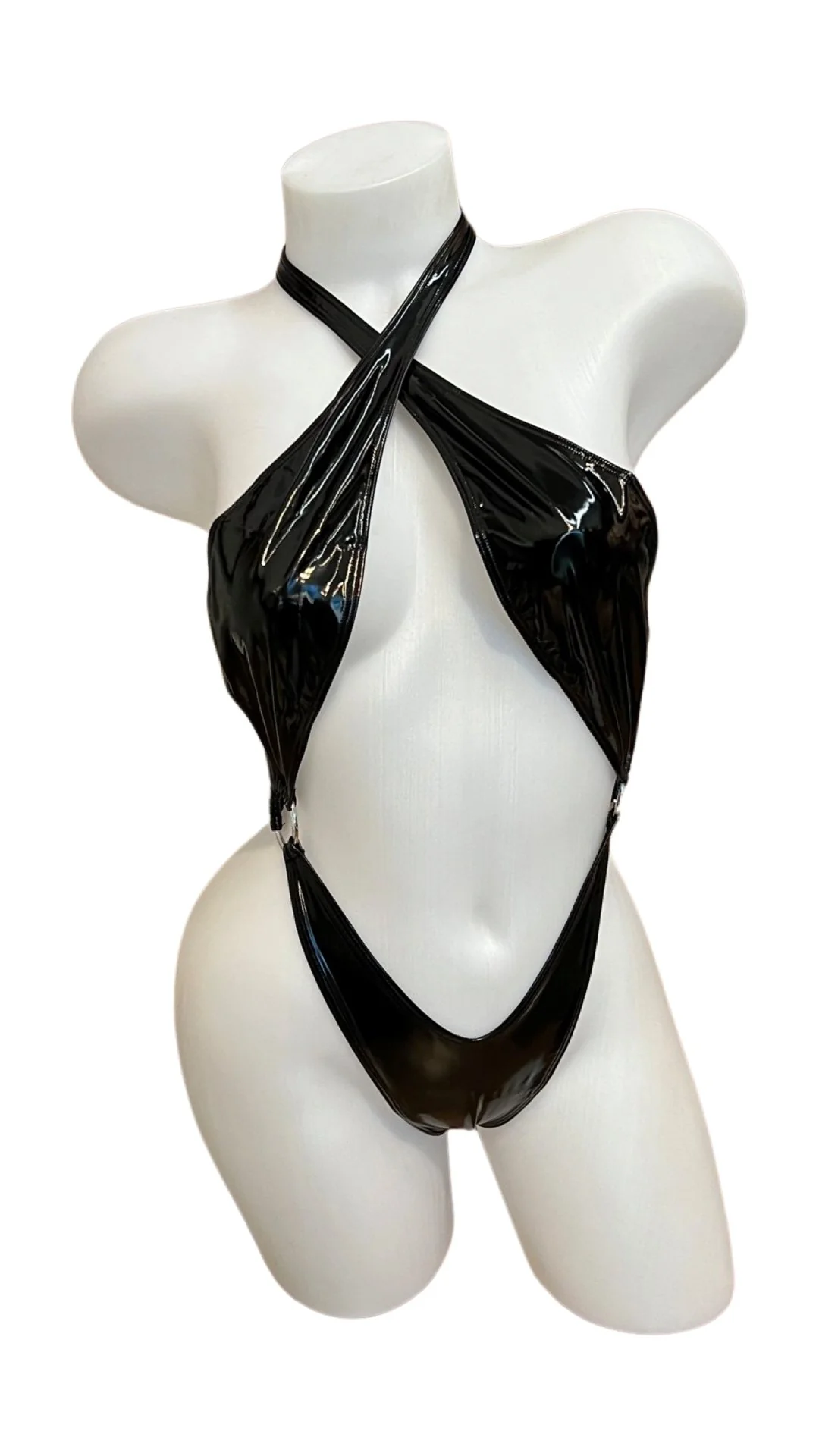 Vinyl Criss Cross Sling Shot - Black