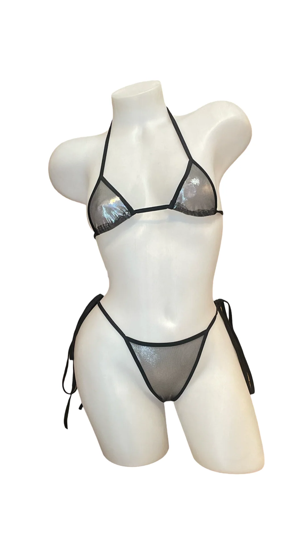 X9 Bikini: Black Sparkle Mesh (Thong Bottoms)