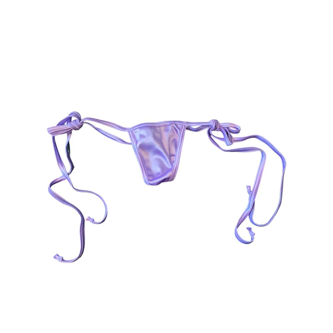 Y-Back Glossy G-string with Side Ties - Lavender