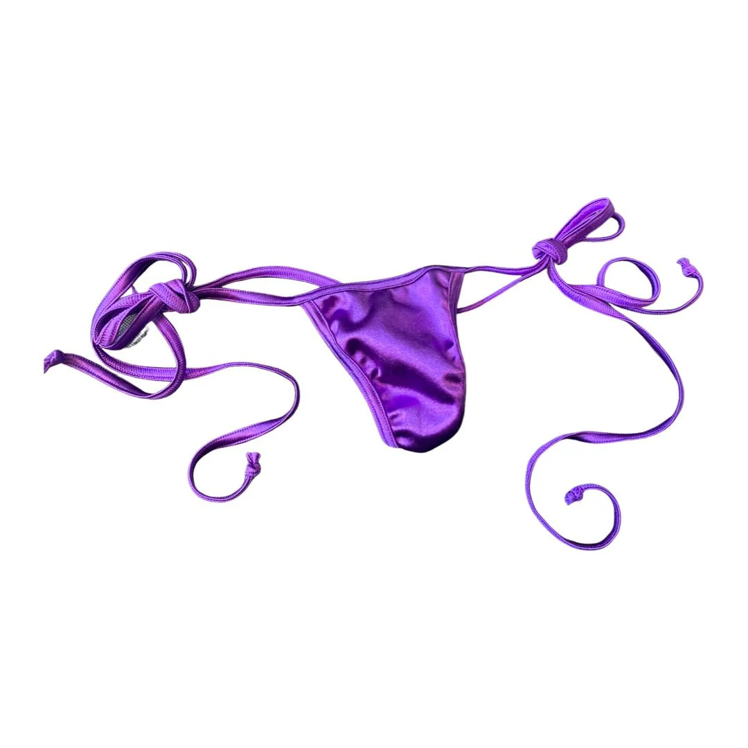 Y-Back Glossy G-string with Side Ties - Purple